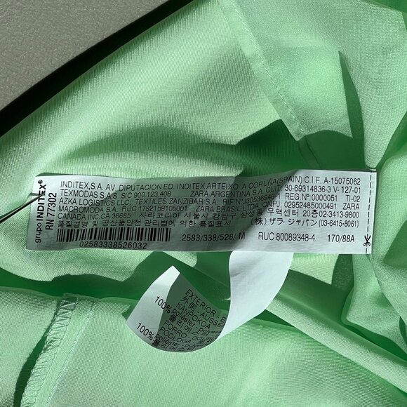 Zara Maxi Slip Dress Size Medium Mint Green Satin Spaghetti Straps Open Back - Picture 7 of 10